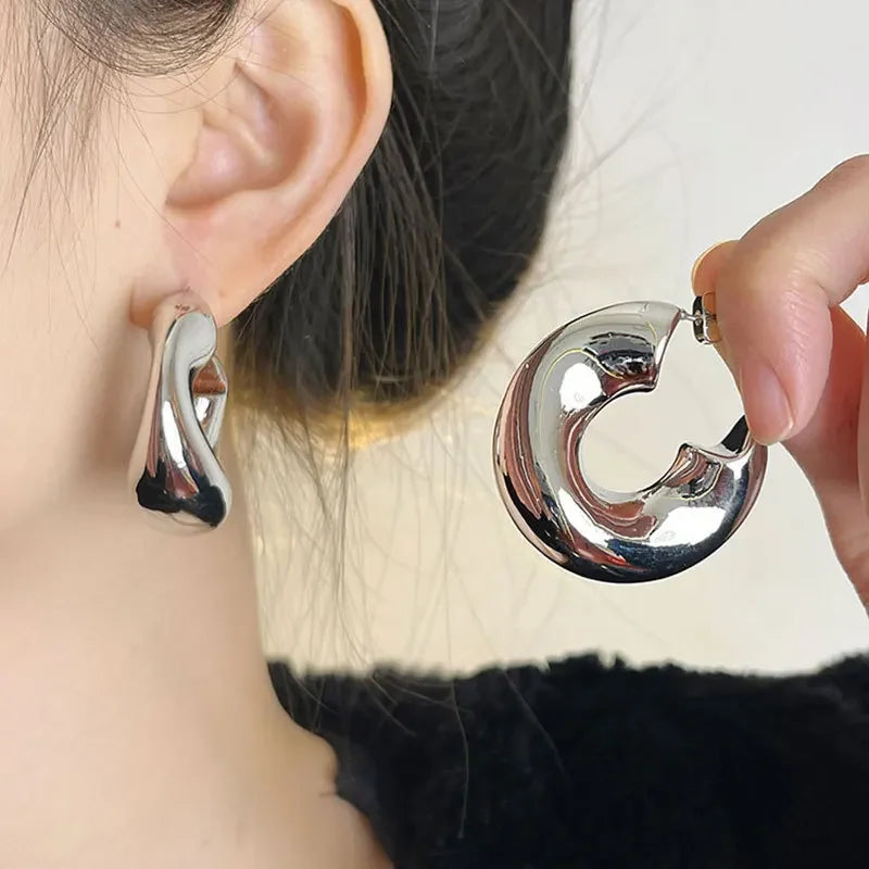 Retro Geometric Hoop Earrings for Women