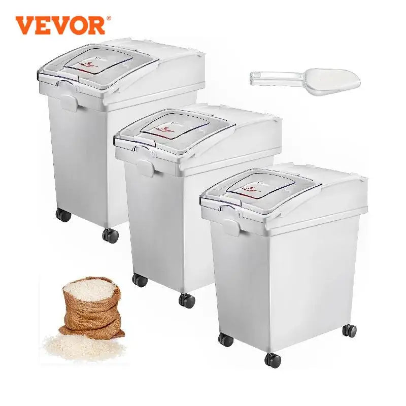 25L Ingredient Storage Bins with Wheels, Scoop & Sealed Lids