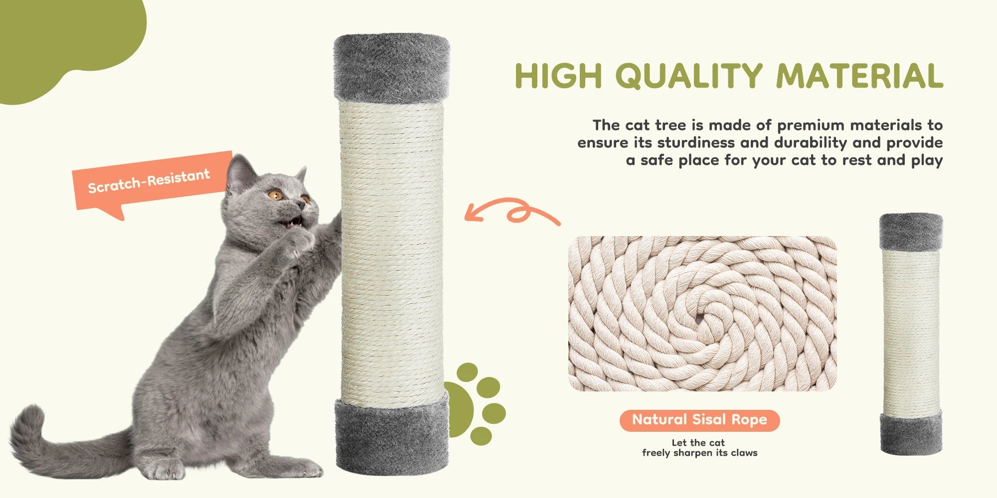 66-Inch Multi-Level Cat Tree Tower with Condo, Hammock & Scratching Posts