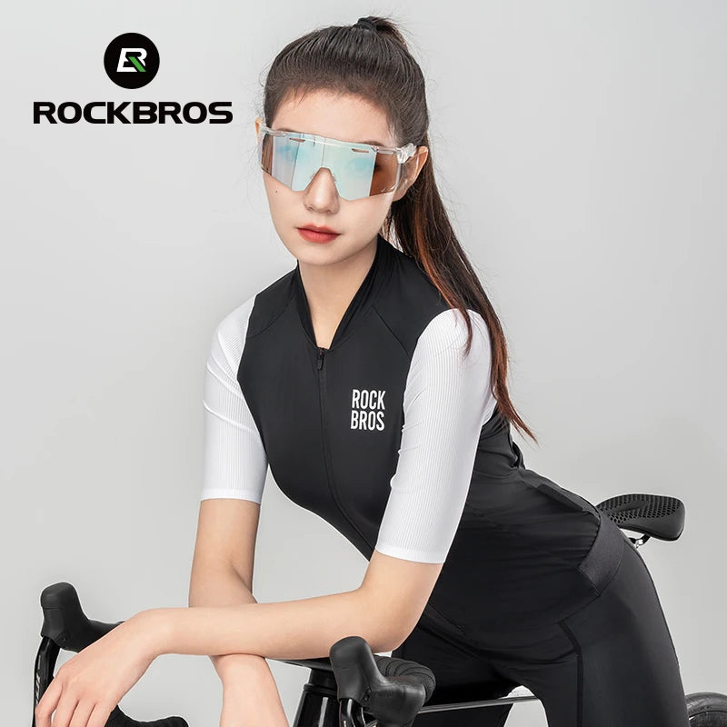 ROCKBROS letní cyklistický dres vysoce elastický měkký lehký prodyšný krátký rukáv cyklistický dres 3D střih dámské cyklistické oblečení