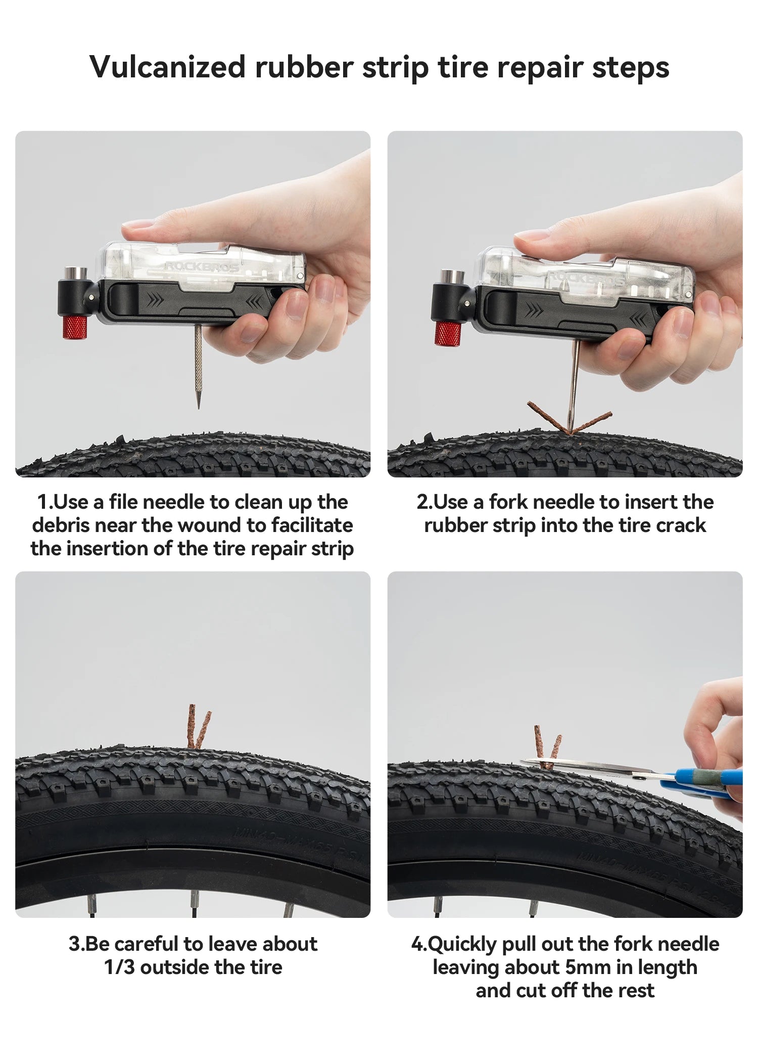 Trousse d’outils de réparation vélo avec clé à cliquet et leviers de pneu