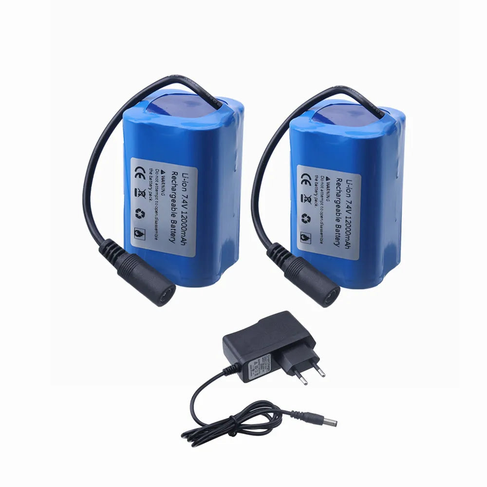 7.4V 12000mAh Battery with USB Charger For T188 T888 2011-5 V007 C18 H18 Remote Control RC Fishing Bait Boat Spare Battery Parts