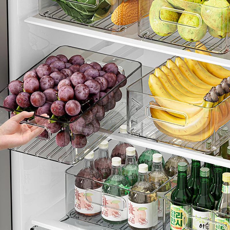 Stackable Clear Storage Bins with Lids for Fridge and Pantry