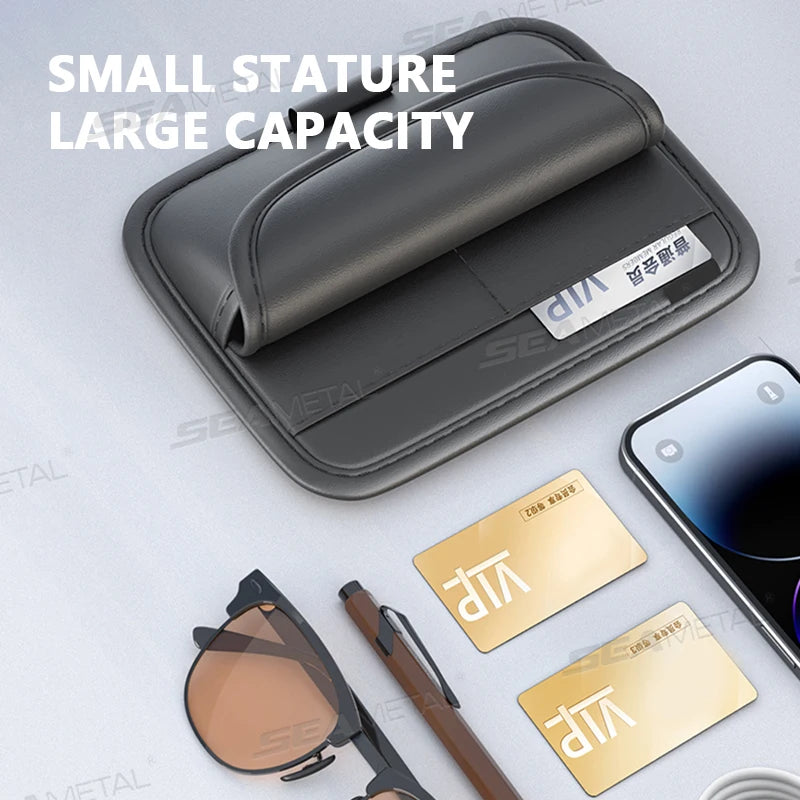 SEAMETAL Luxury Sun Visor Glasses Holder Textured Car Visor Storage Bag Scratch-Free Flannel Inner Sunglasses Case Car Organizer