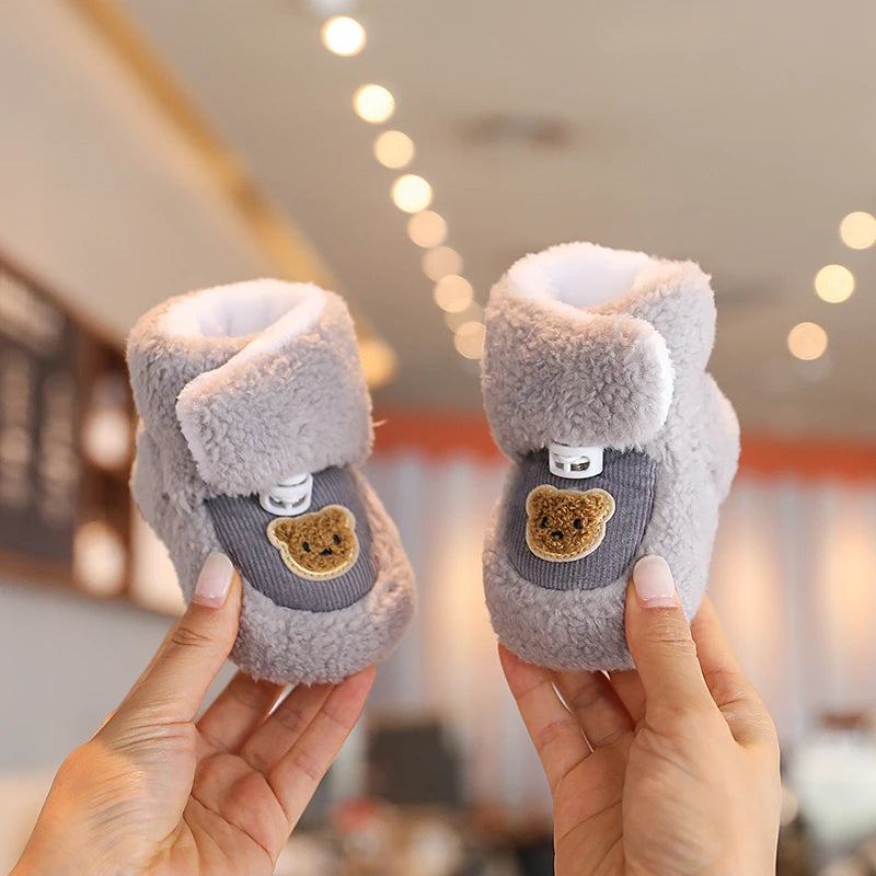 Cute Bear Baby Shoes Soft Plush Winter First Walkers