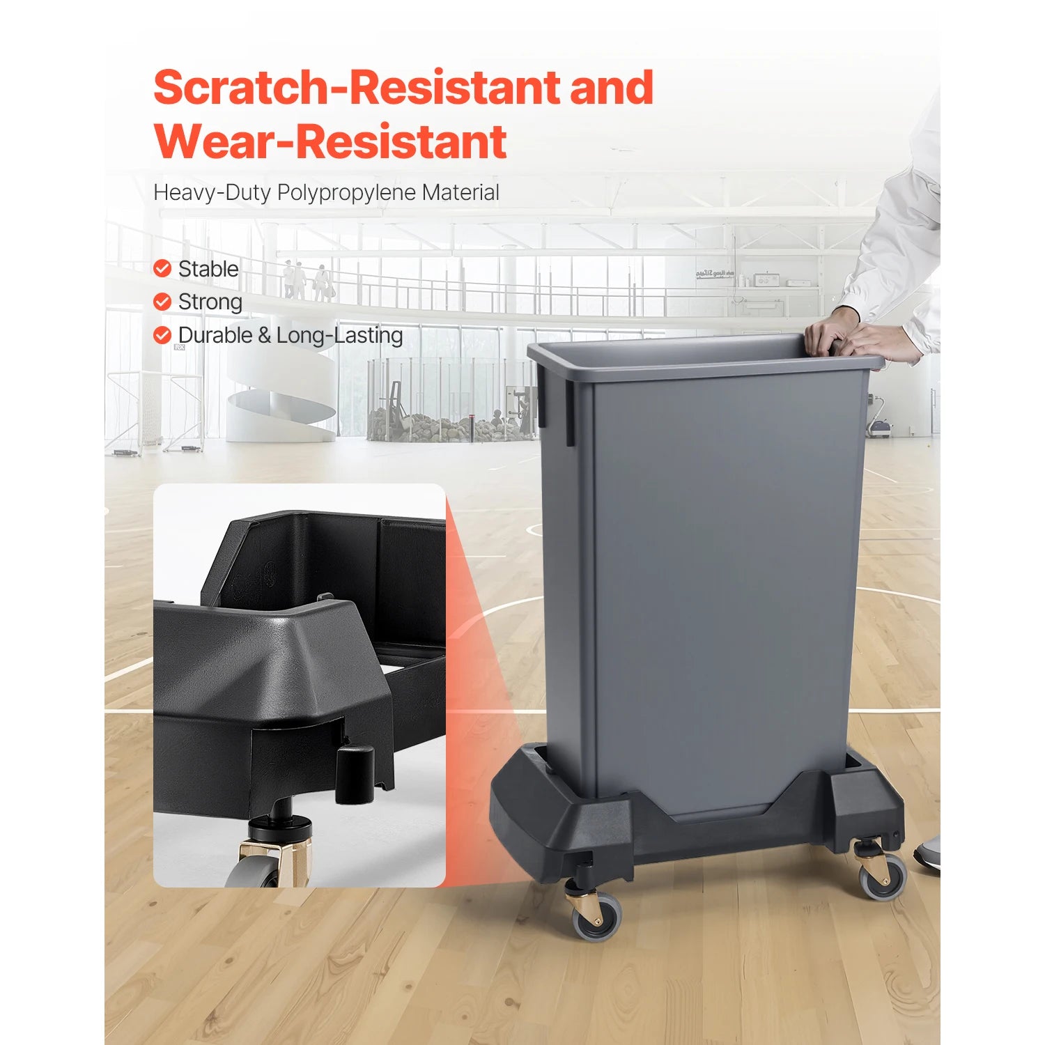 200lb Trash Can Dolly with Lockable Wheels for 16/23 Gallon Bins
