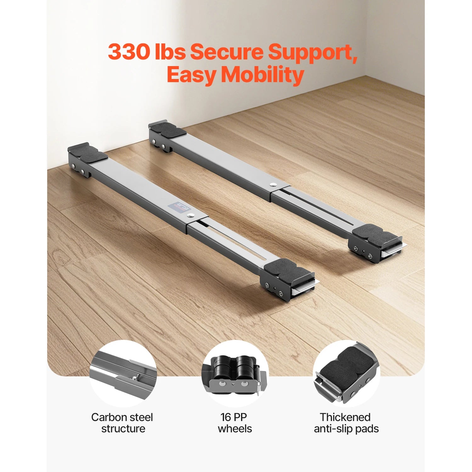 Adjustable Appliance Roller Base with Wheels 330lbs Load