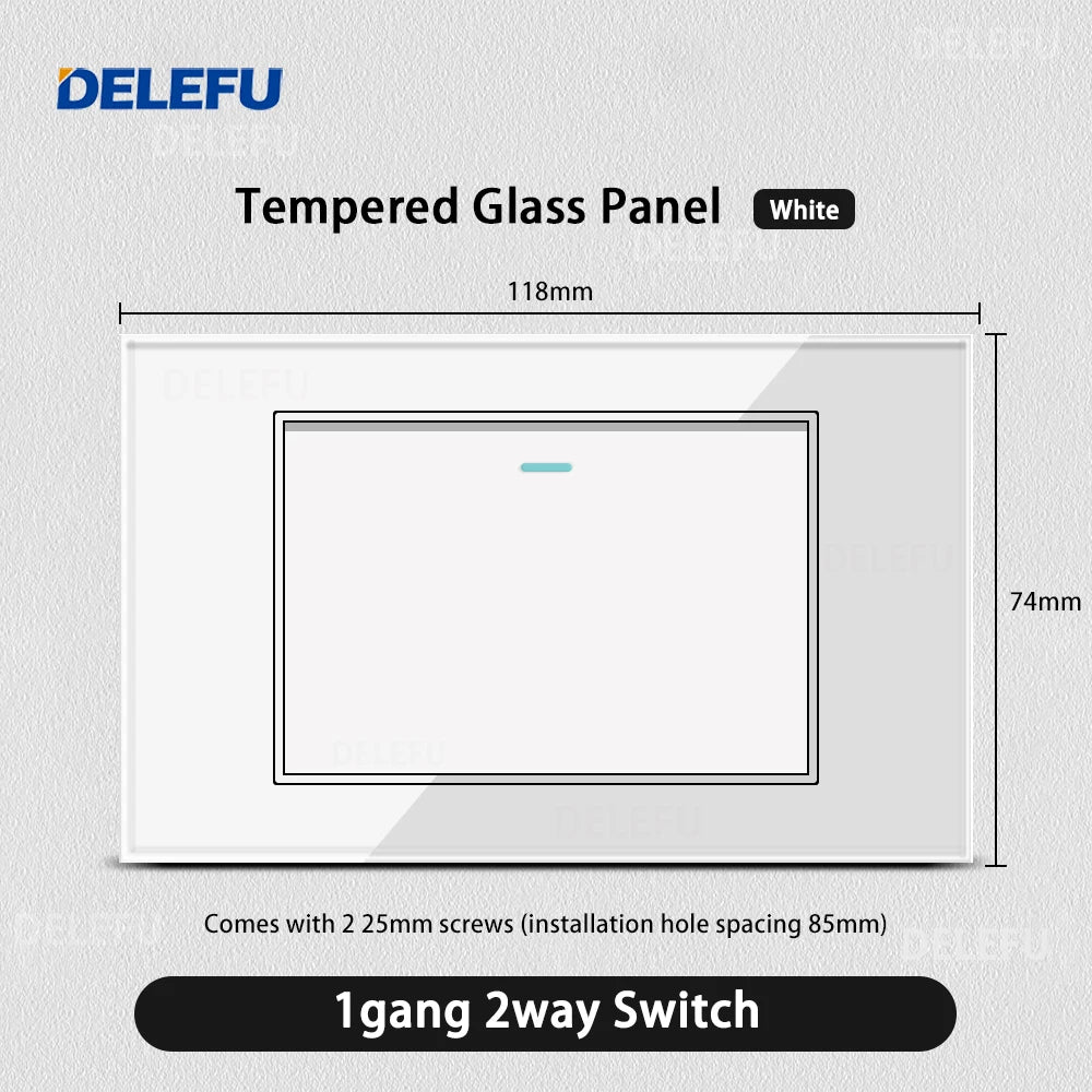 DELEFU White Tempered Glass Italy USB TypeC Fast Charging Wall Socket Schuko Tuya Wifi Smart Switch Sat TV Tel Doorbell Chile