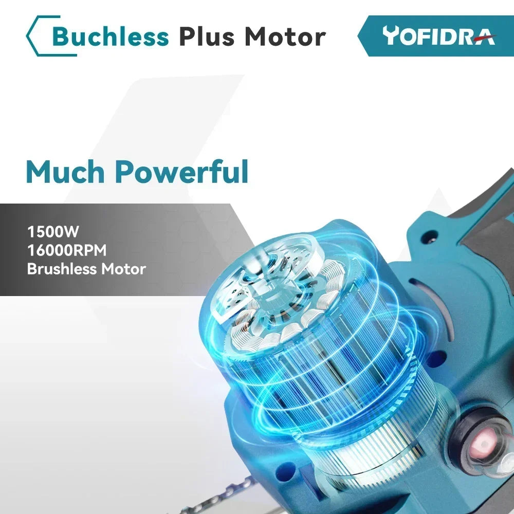 8 Inch Brushless Electric Saw Cordless Oiler Handheld Garden Wood Cutting Logging Chainsaw Power Tool For Makita 18V Battery Pin