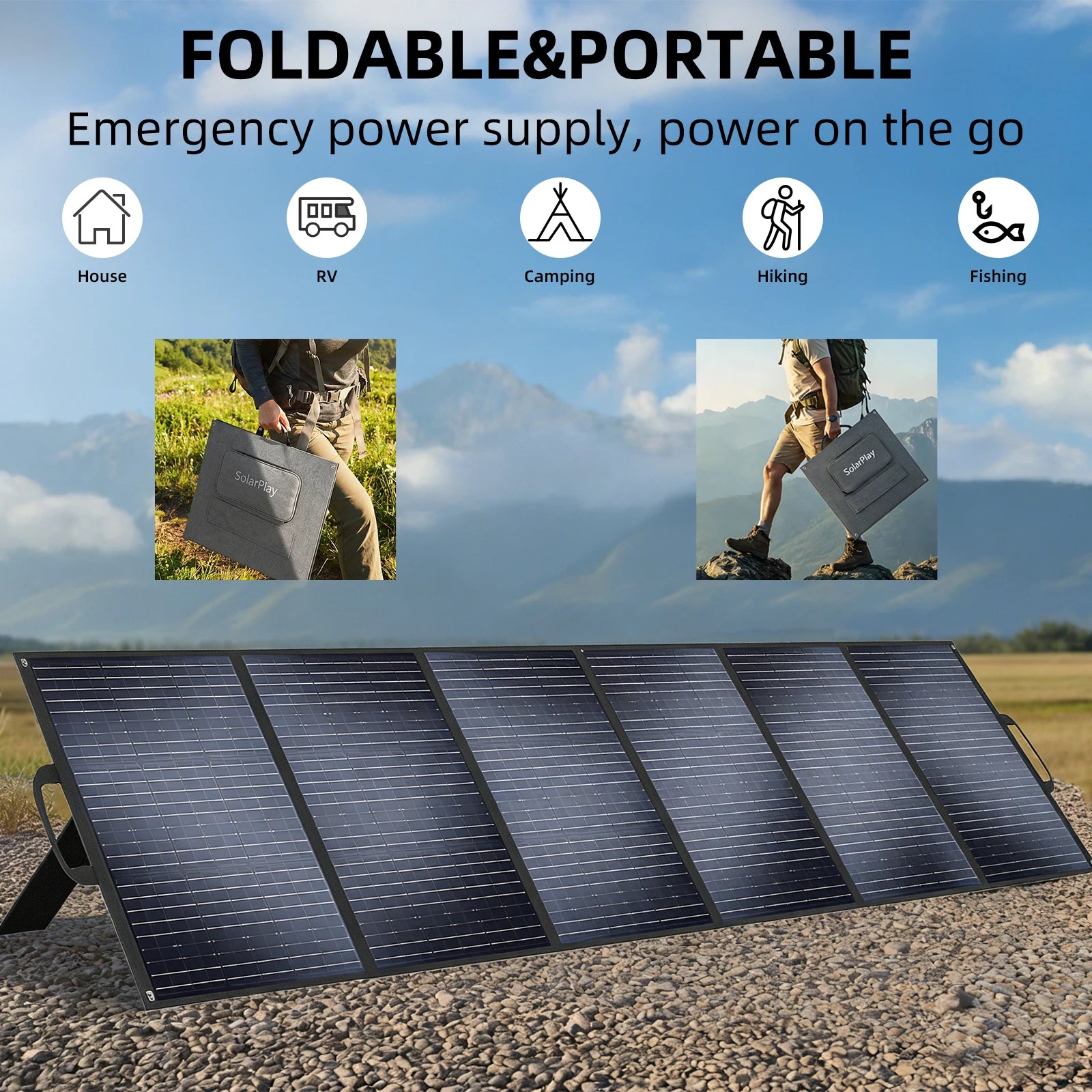 400W foldbart solpanel højtydende oplader til off-grid strøm