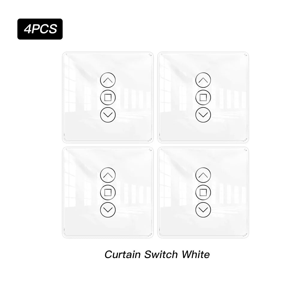 MOES WiFi RF433 Smart 2.5D Arc Glass Touch Curtain Switch for Roller Blinds Shutters Smart Life/Tuya APP Works Alexa Google Home