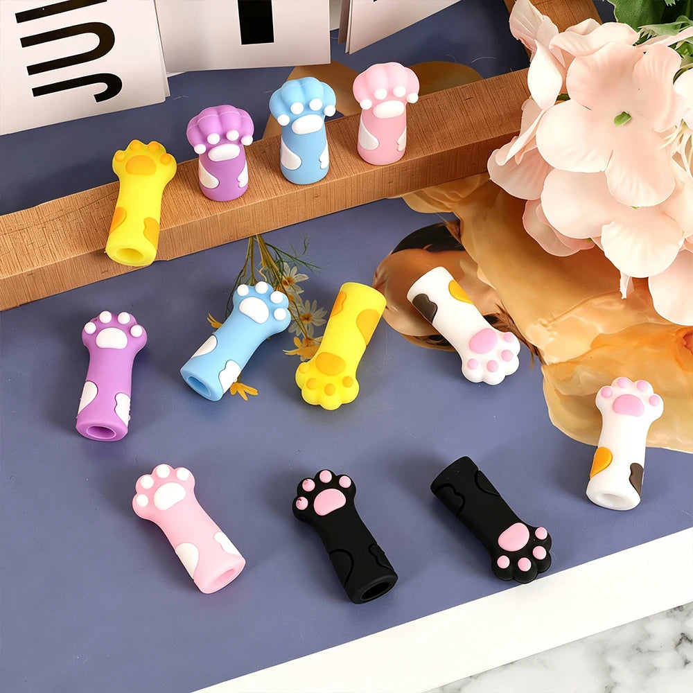 Capuchones de punto para agujas de tejer con forma de pata de gato de silicona