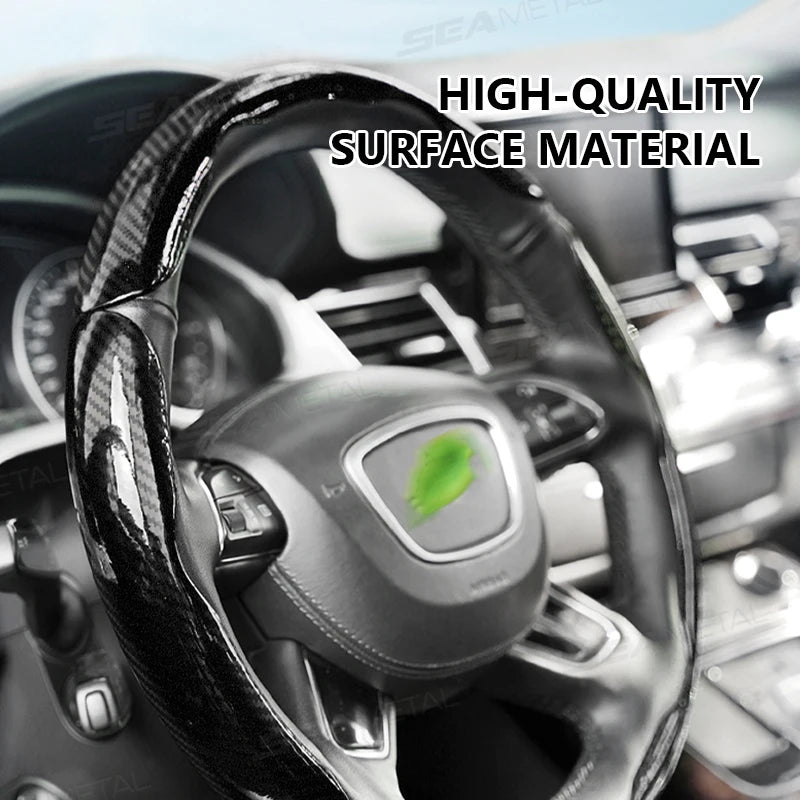SEAMETAL Car Steering Wheel Cover Self-Adhesive Steer Wheel Hard Shell Protection Cover Anti-Scratch 37-39cm Steering Protector