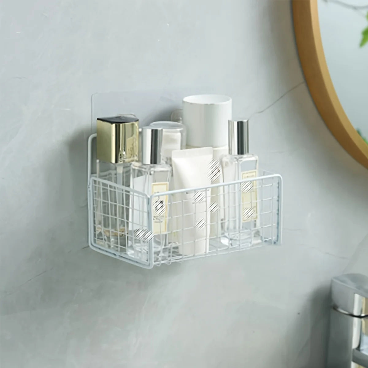 Panier de salle de bain en métal à suspendre au mur, noir ou blanc
