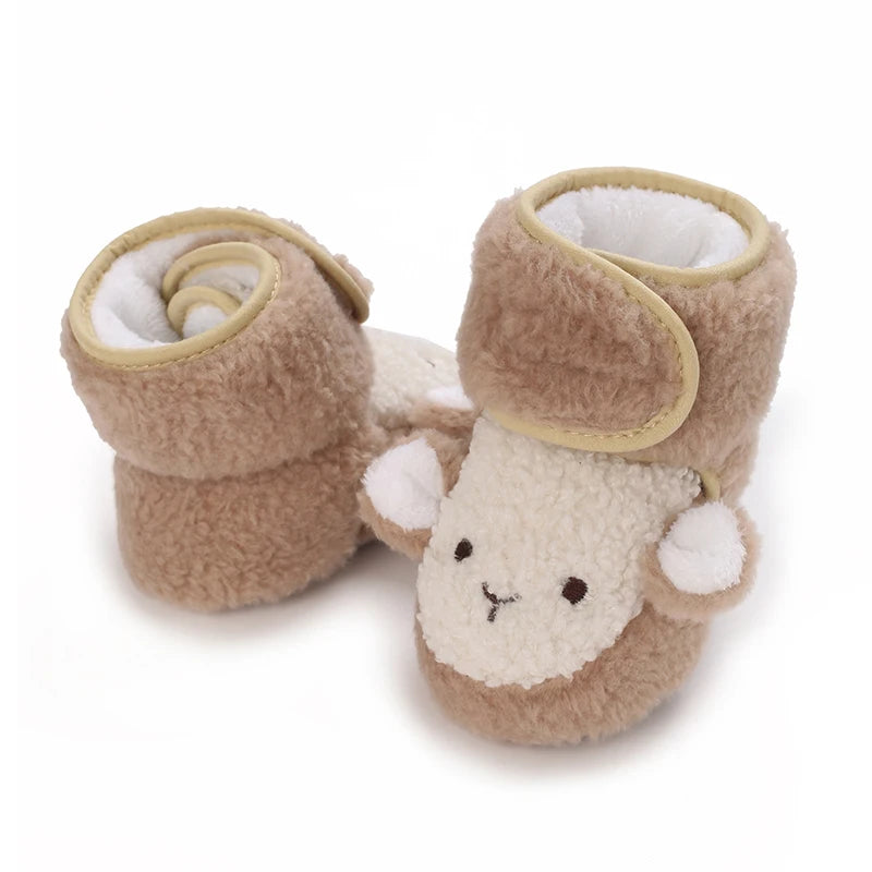 Cute Bear Baby Shoes Soft Plush Winter First Walkers