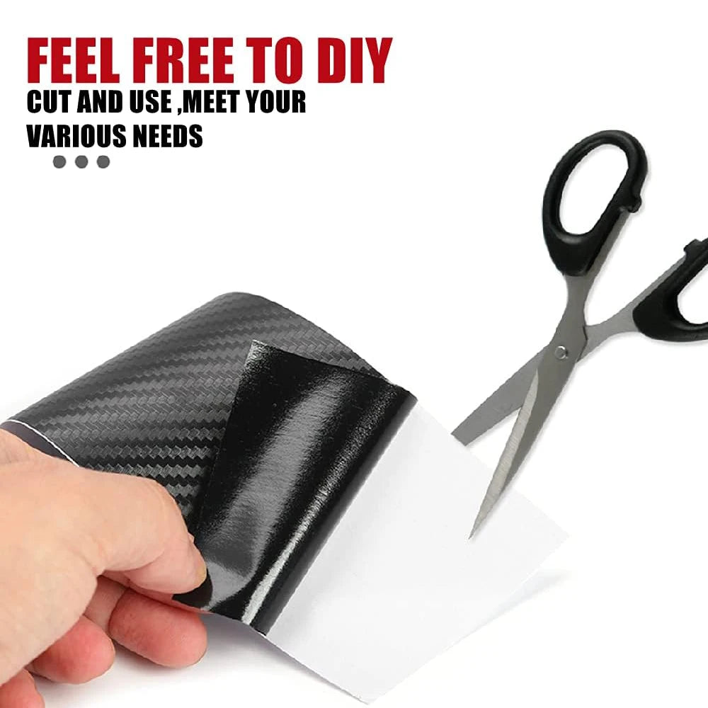 Car Door Edge Guards Door Sill Protector Black Waterproof 3D Carbon Fiber Anti Collision Film Scratch Cover Strip Stickers Tape