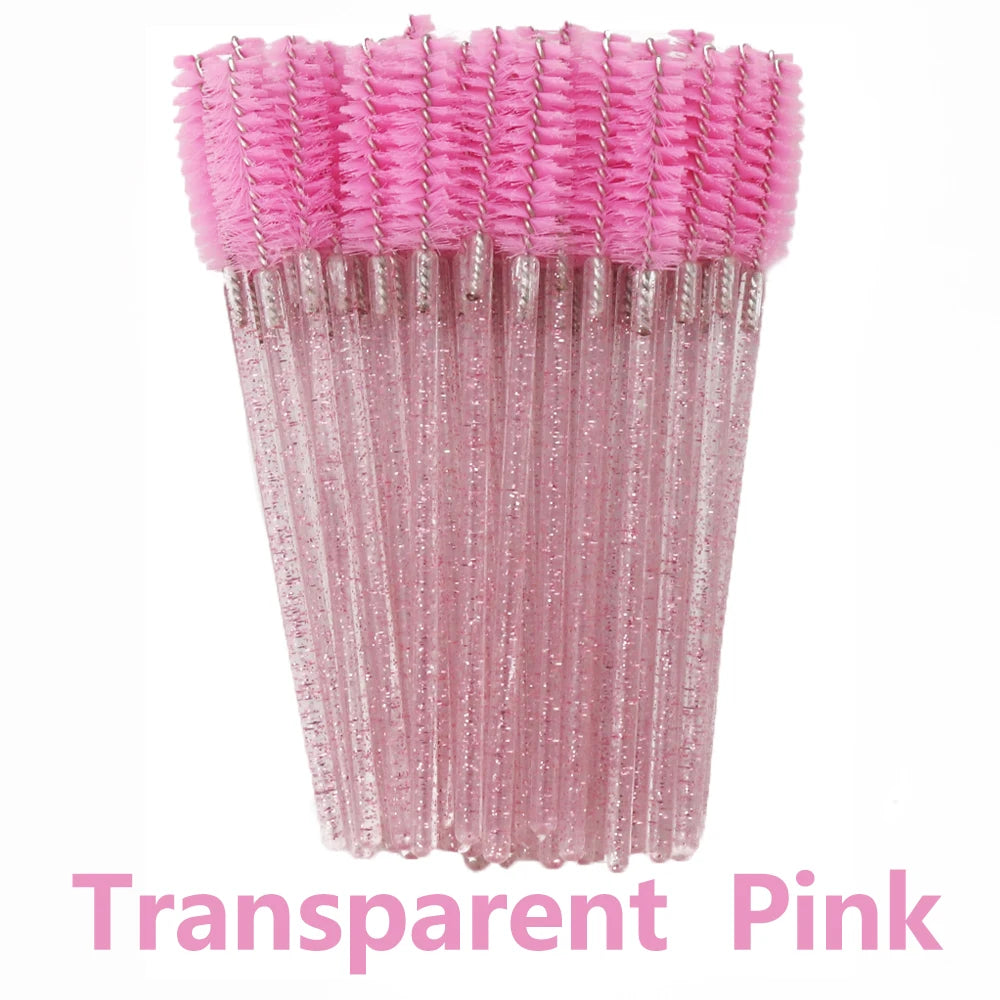 ANNAFRIS 50Pcs Disposable Eyelash Brush Soft Head Crystal Eyebrow Brush Lash Extension Brush Mascara Wand Makeup Tool