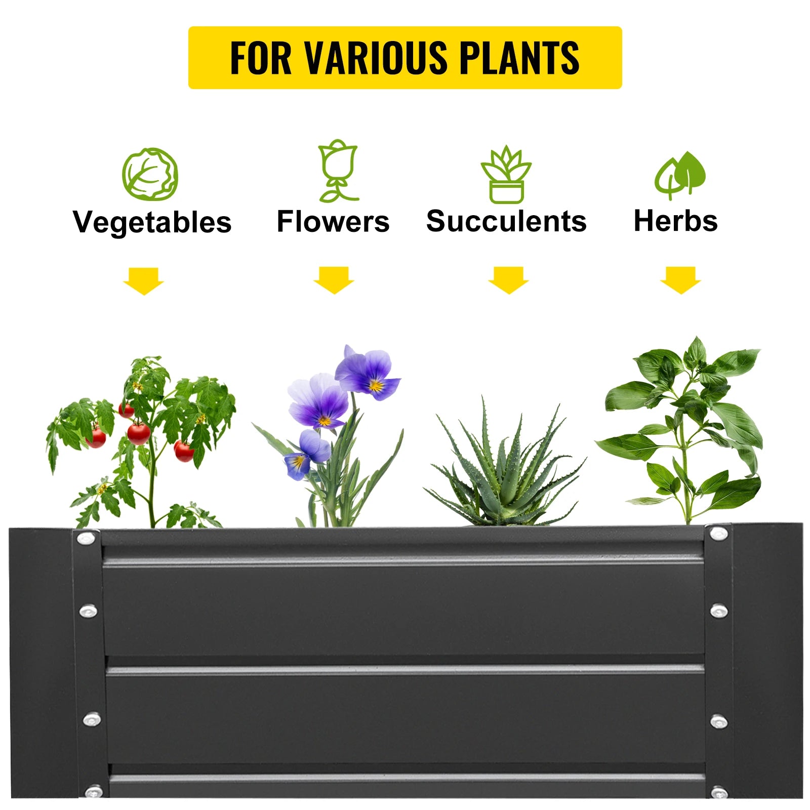 Caixa de Jardim Elevada em Aço Galvanizado VEVOR com Revestimento Anticorrosivo para Plantar Flores, Vegetais e Ervas Externas