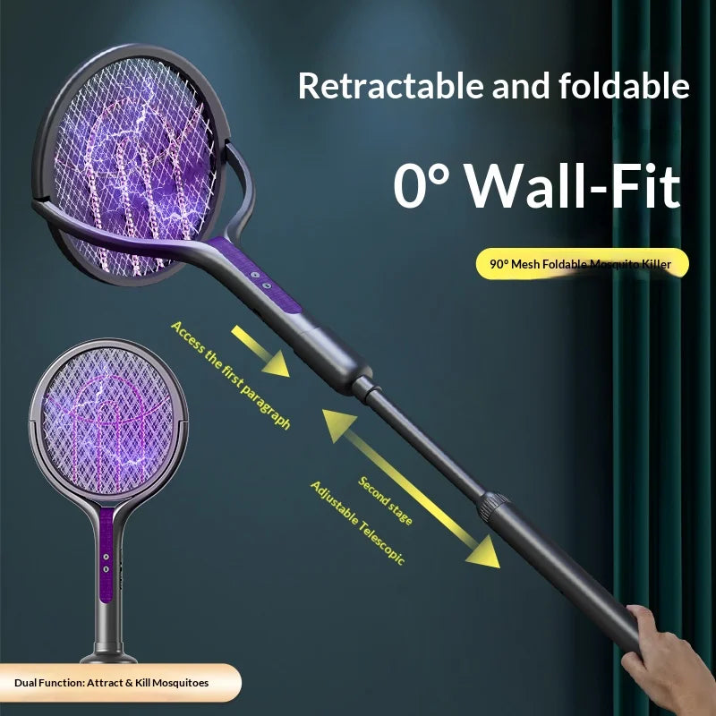 Rotating Head Rechargeable Electric Bug Zapper Racket