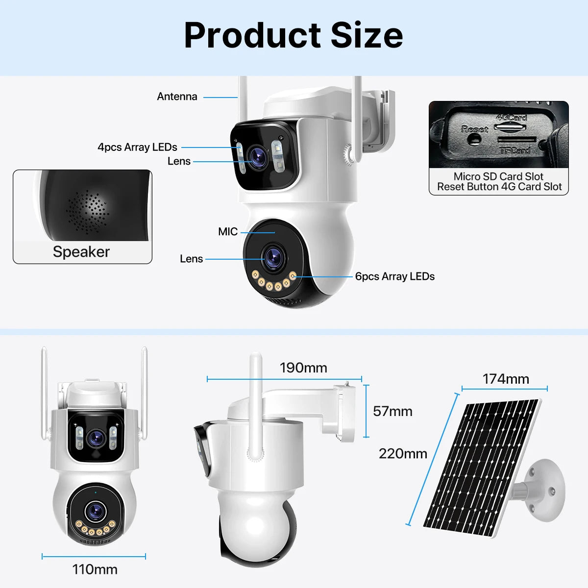 4G Solar Outdoor Wireless Security Camera with PTZ, Auto Tracking and 24/7 Recording