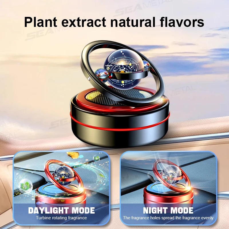 SEAMETAL Eco-Friendly Car Air Freshener Solar Automatic Rotation Essential Oil Diffuser Dashboard Fragrance Cologne/Lemon Scent