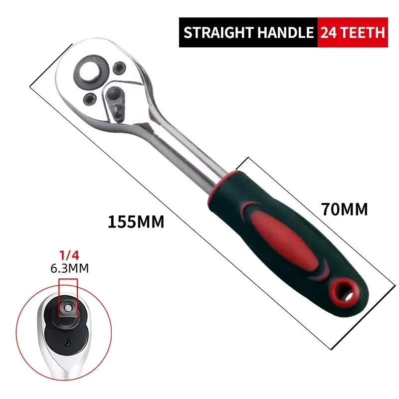 1/4-Inch Drive Socket Ratchet Handle, 24 Teeth