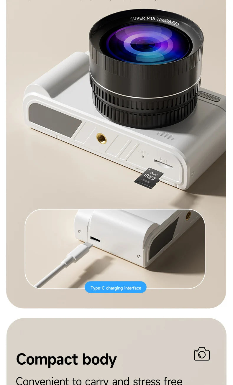 4K 64MP Retro kompaktný digitálny fotoaparát s 18-násobným priblížením