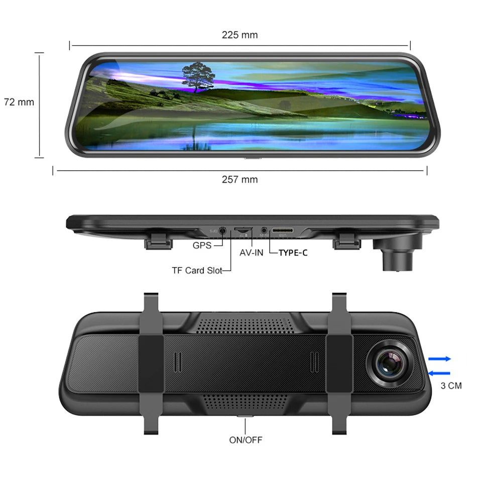 4K Touch Screen Car Dash Cam with Rear Camera