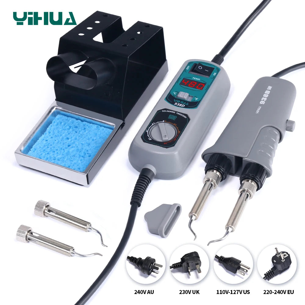 938D Heated Tweezer Soldering Station - Plug Options