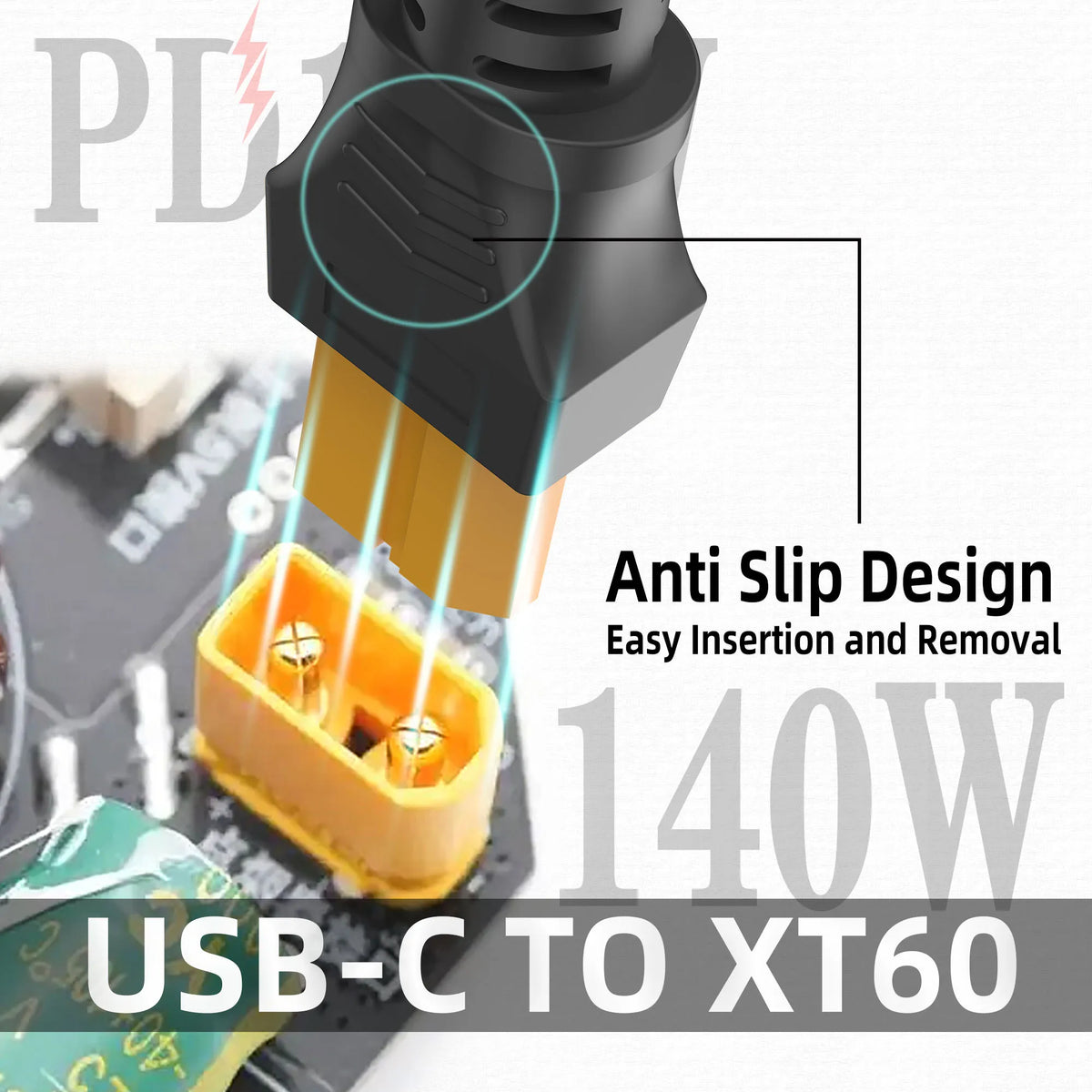 Nabíjací kábel USB-C na XT60 samica, rôzne dĺžky