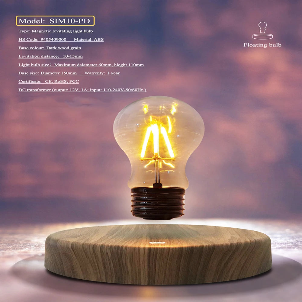 Magnetic Levitation Lamp with Floating Glass LED Bulb