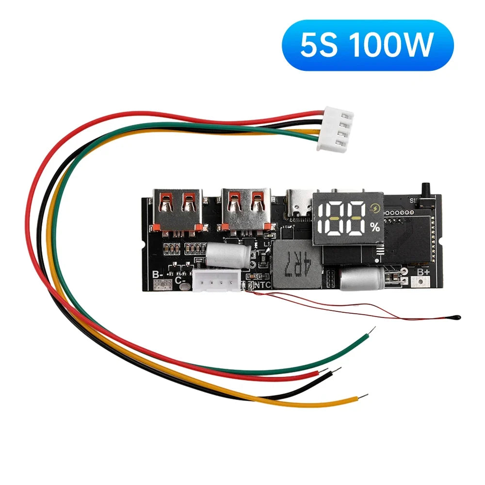 65/100W Power Bank 2‑5S Lithium Battery DIY Powerbank Board Bidirectional PD Fast Charge MPPT Solar Charging QC PD PPS VOOC UFCS