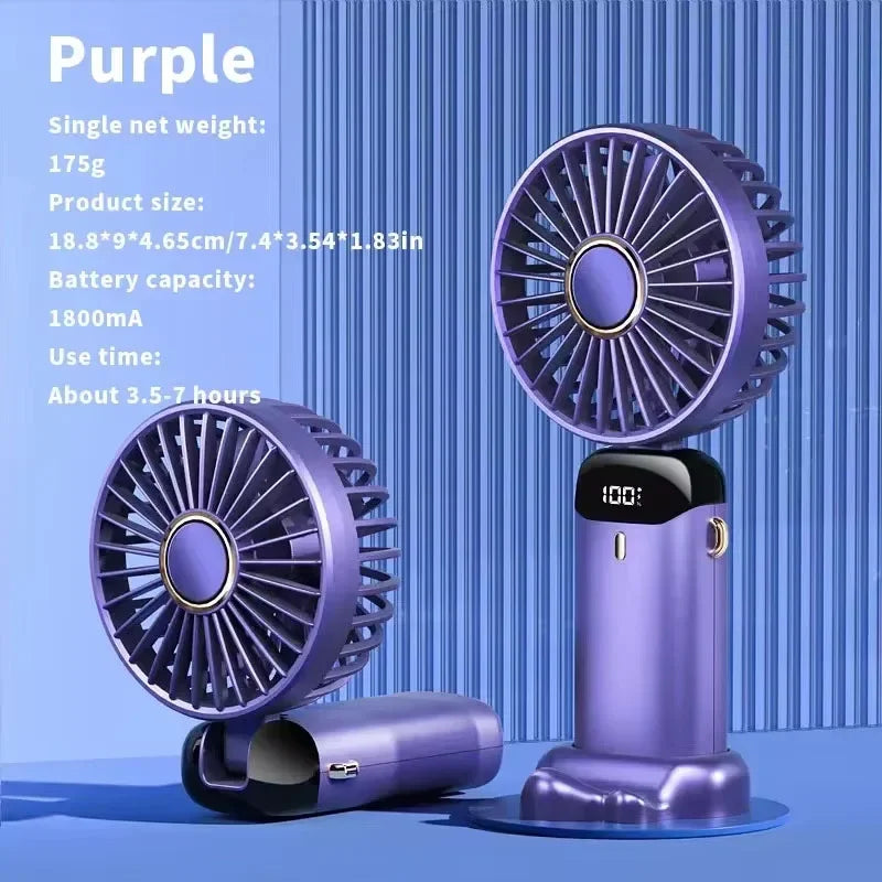 Foldable 5-Speed Handheld Mini Fan with LED Display