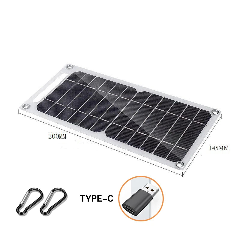 Solar Panel 30W USB Type-C Waterproof Outdoor Hiking Camping Portable Battery Mobile Phone Charging Bank Charging Panel 6.8V