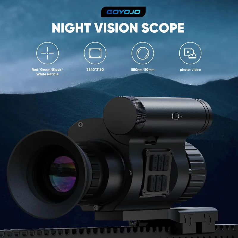 Night Vision Scope 50mm Focal Lens Vision Goggles for Night Hunting Camping 850nm Day/Night Vision Monocular with Camera&Video