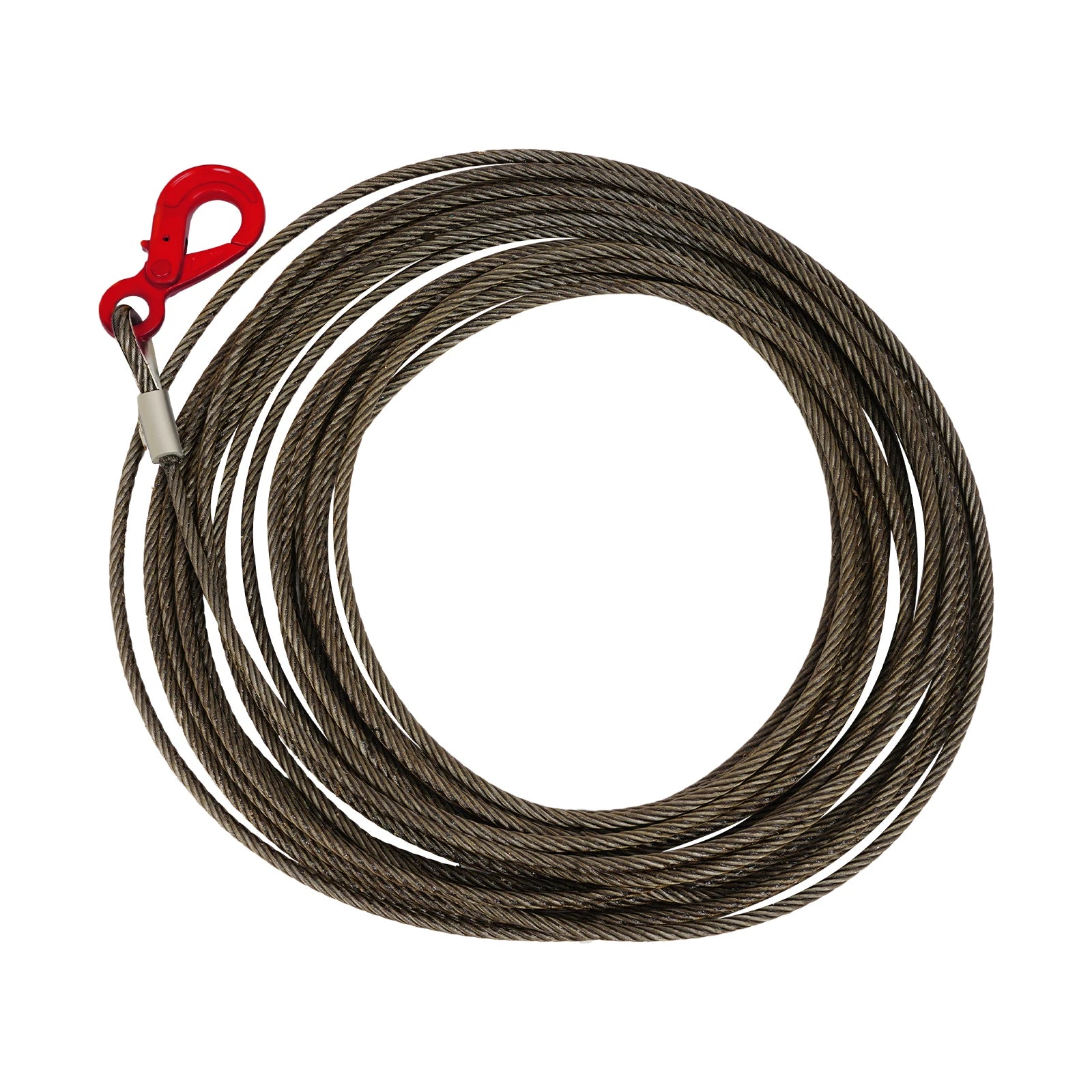 3/8in*75FT Steel Winch Cable, Steel Core Rope, Heavy Duty Wire Rope Cable With Self-locking Hook,Rated Load 1.12T