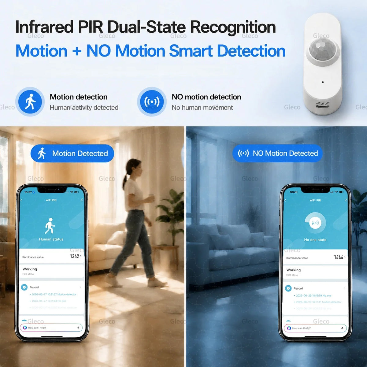 Wi-Fi PIR Motion Sensor, Optional Temperature/Humidity
