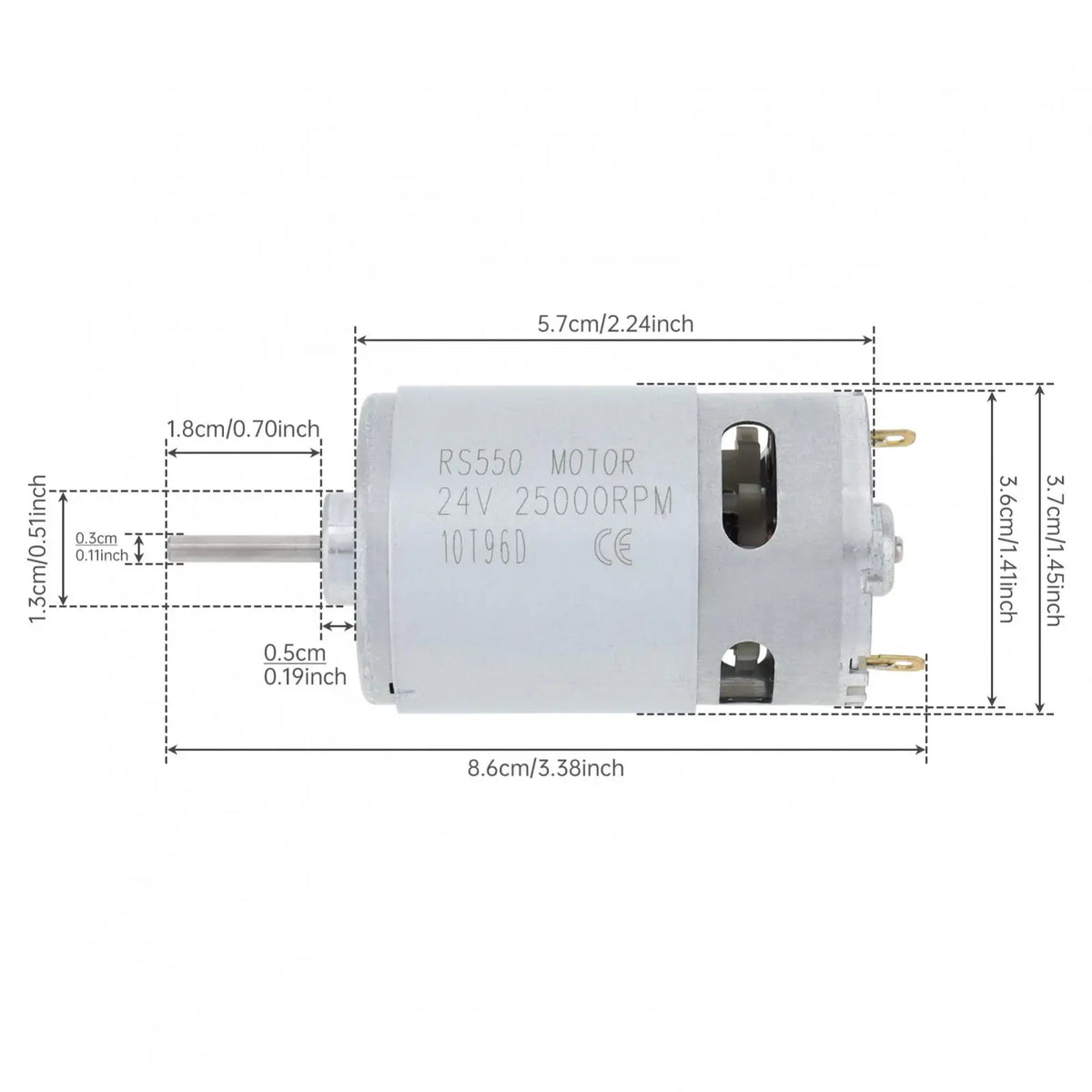 RS550 24V DC-motor met koolborstels, 25000 tpm