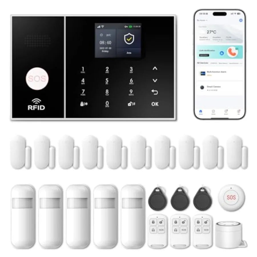 Wireless Home Alarm System with Instant App Alerts, 4-Piece DIY Kit