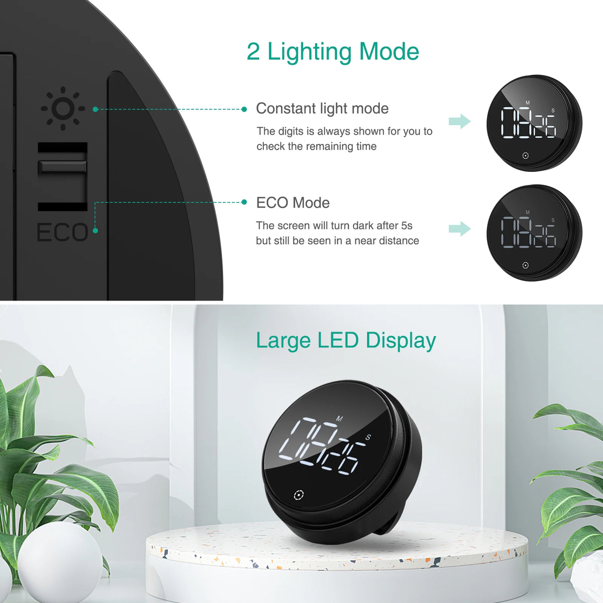 Rotary Digital Timer with Magnetic Back