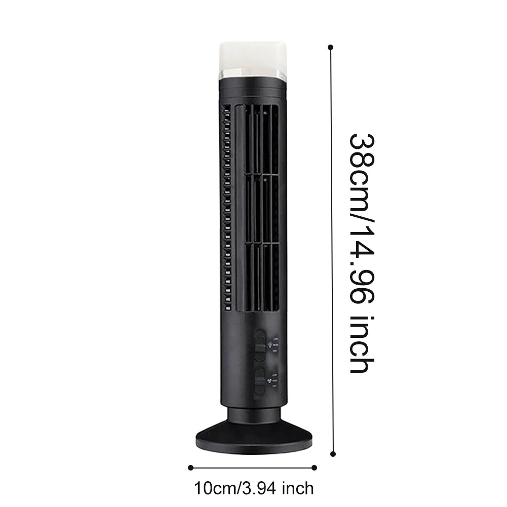 Beznástrojový LED věžový ventilátor s USB napájením a 90° oscilací