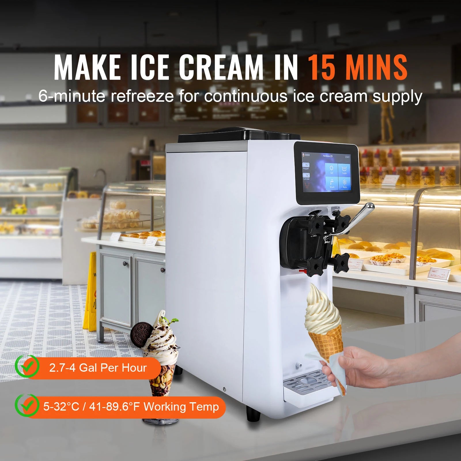 Macchina per gelato soft serve commerciale con controllo a schermo touch