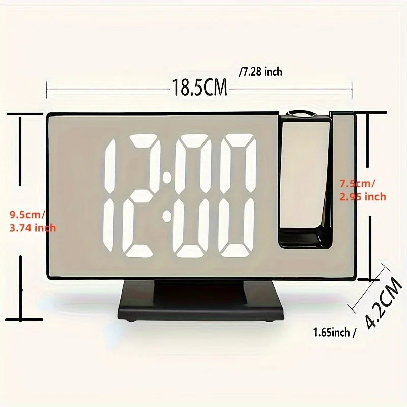 Projection alarm clock multifunction Intelligent luminous clock Bedroom large screen digital clock 180℃ back and celling projec
