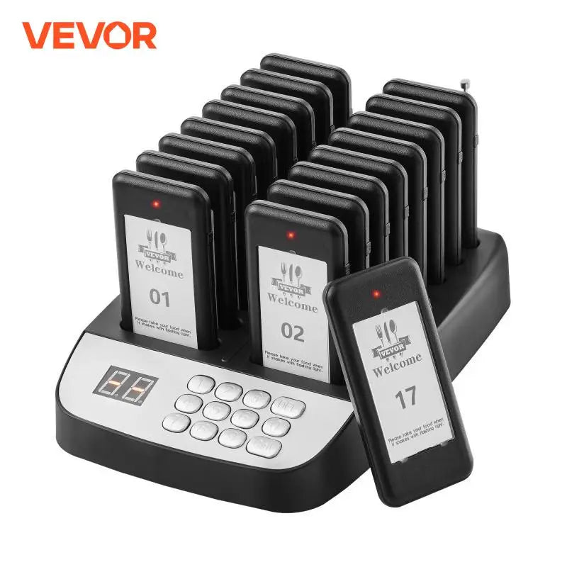 Wireless Restaurant Pager System with 16 Guest Beepers 500m Range