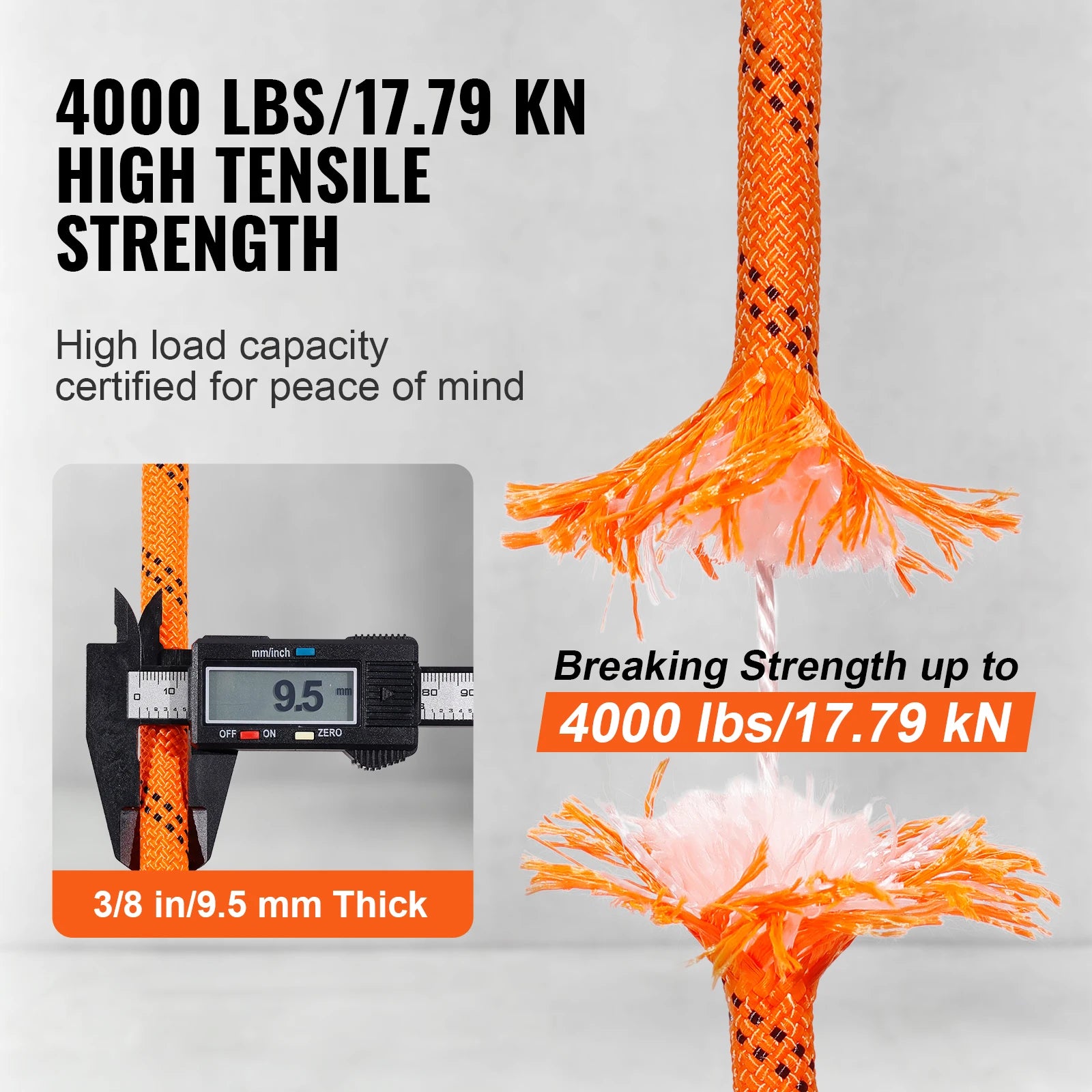 120ft Double Braided Polyester Rope 4000 lbs Strength Arborist Cord