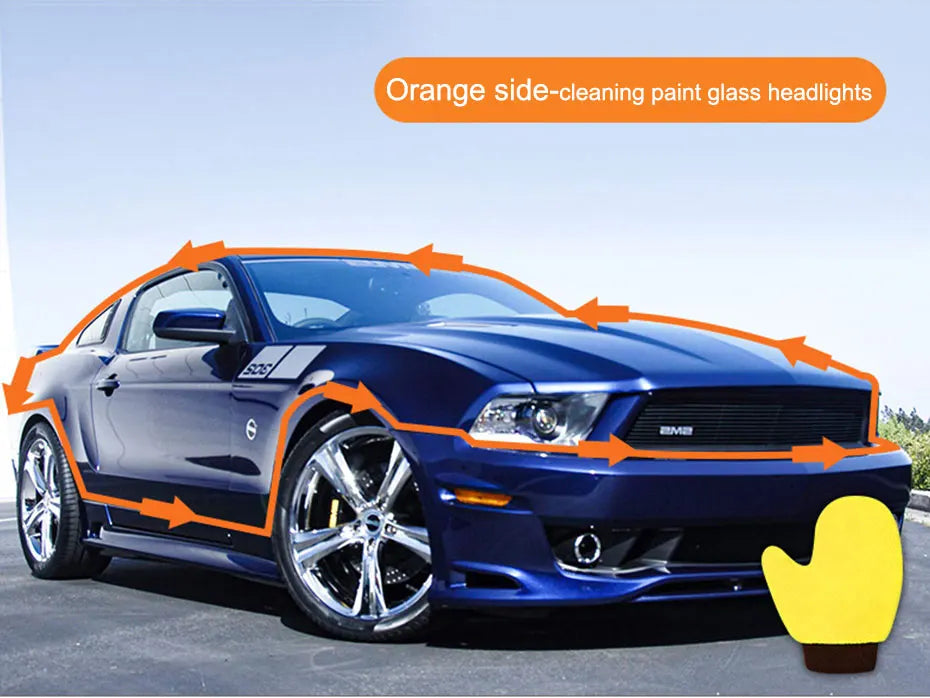 SEAMETAL Microfiber Car Washing Glove Double-Faced Thickened Coral Fleece Cleaning Brush Gloves Car Detailing Cleaner Care Tool