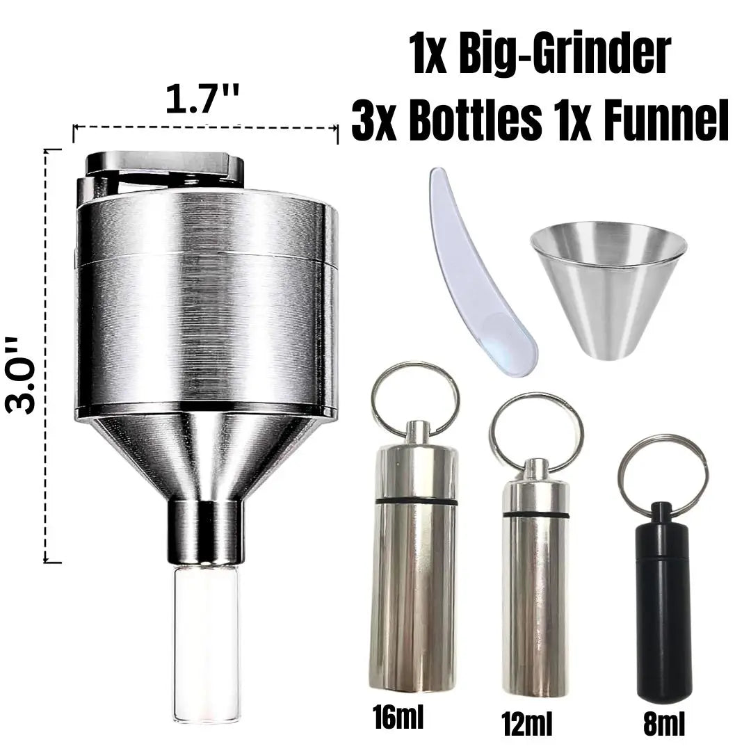 Manual Spice Grinder Set with Funnel and Vials
