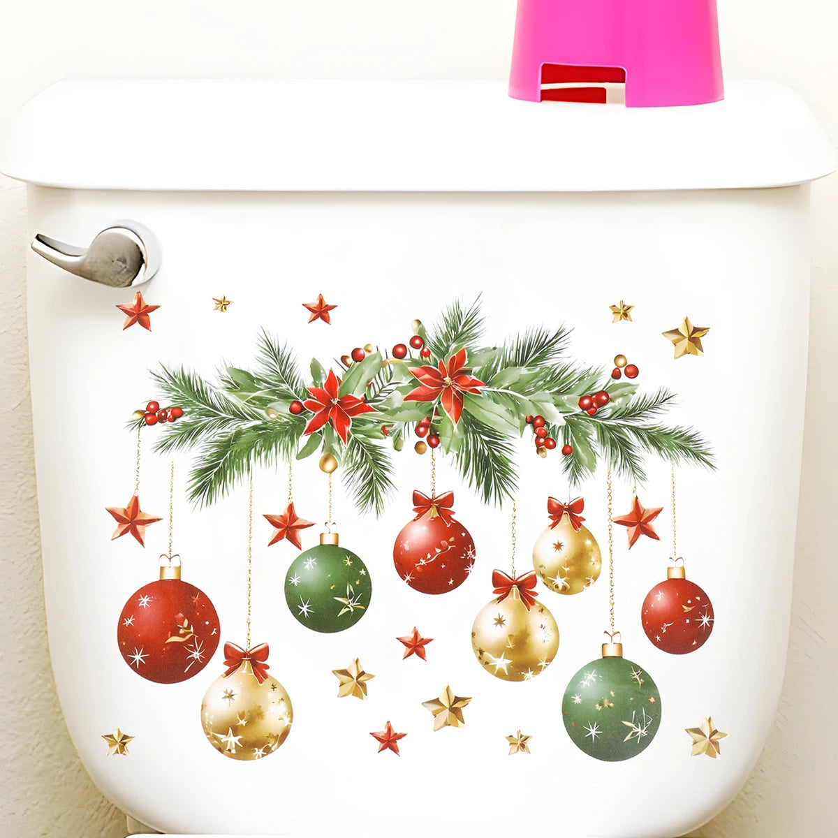 Christmas Toilet Sticker Merry Christmas Decoration for Home 2025 Pendant Xmas Sticker Ornament Navidad Natal New Year Gift 2026