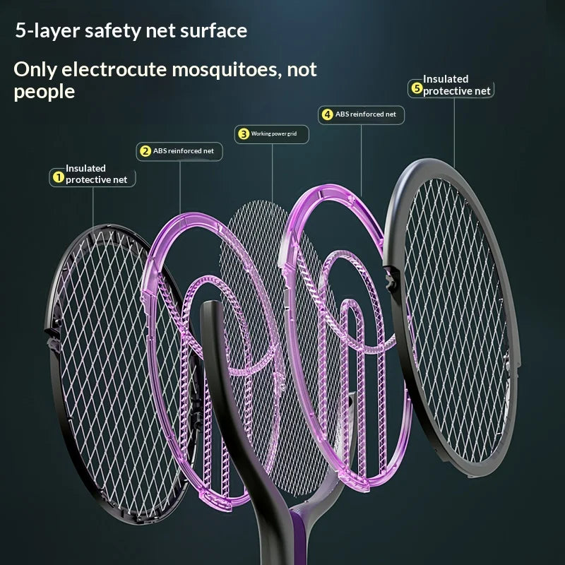 Rotating Head Rechargeable Electric Bug Zapper Racket