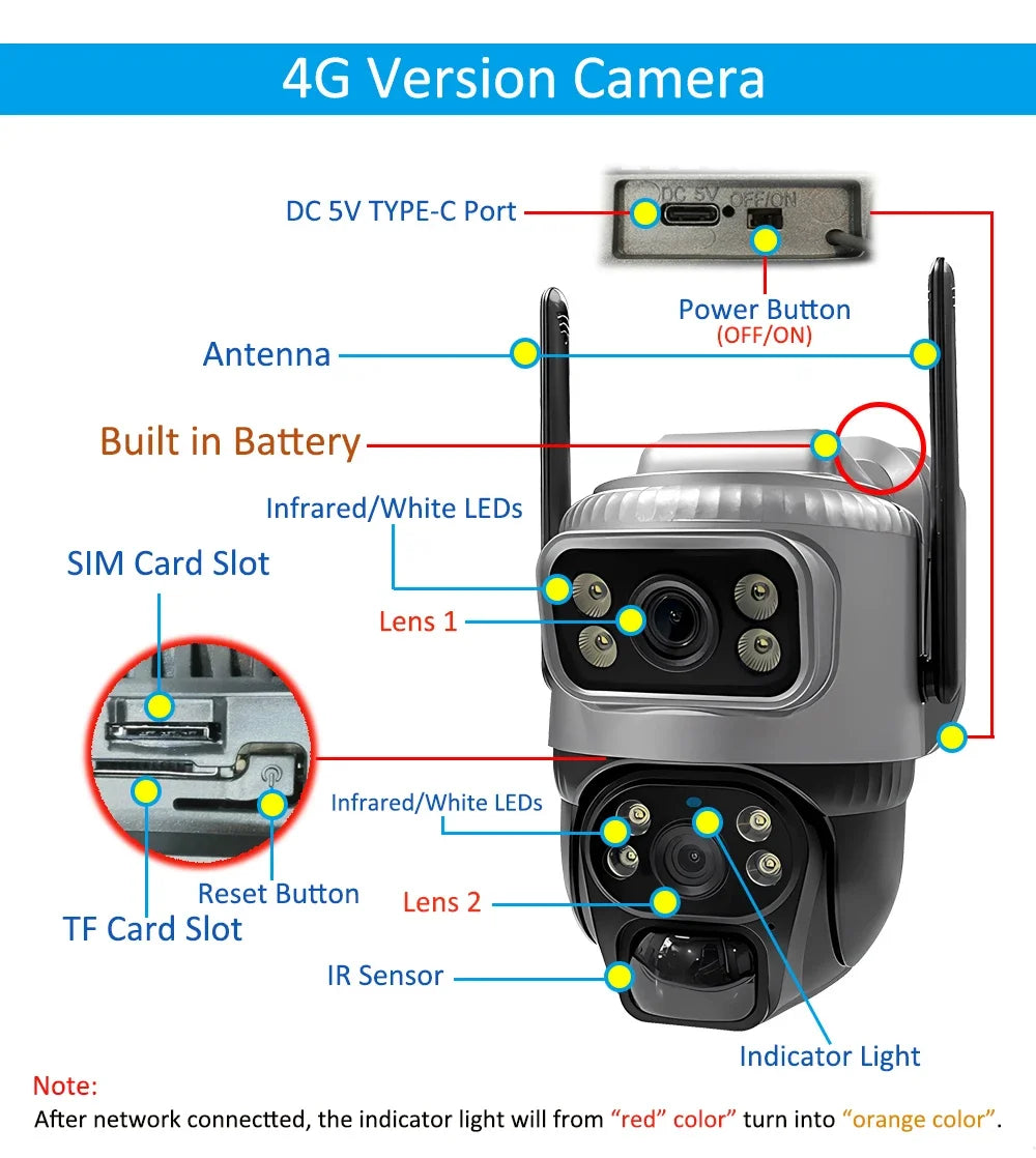 4G Solar Dual-Lens Outdoor Security Camera with 10X Zoom and Human Detection